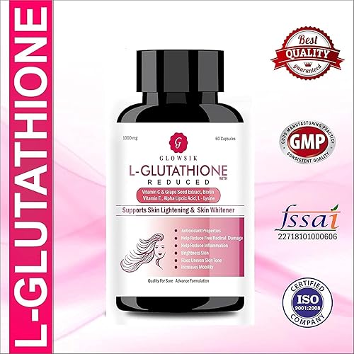 Miniatura 2 de SSAR GLOWSIK L-Glutatión para Piel con Semilla de Uva, Vitamina E&C 1000 mg - 60 Cápsulas