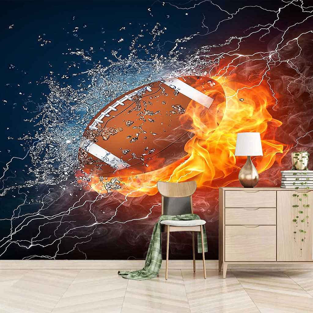 Papier Peint Flamme Rugby DIY Décoration Murale de Salon