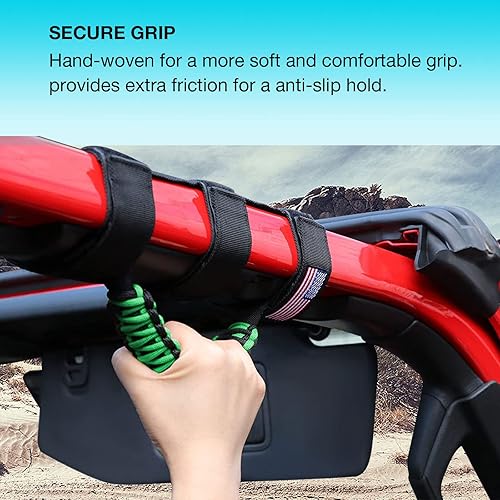 Miniatura 5 de Paquete de 2 asas de agarre de barra antivuelco, asas de paracaídas para Wrangler CJ YJ TJ JL JK LJ JLU JKU Sahara Freedom Rubicon, Gladiator JT