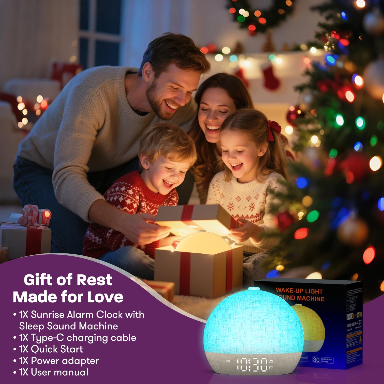 Sveglia luminosa con simulazione dell'alba e cambio colore, sveglia con display a LED, funzione sveglia, grigio