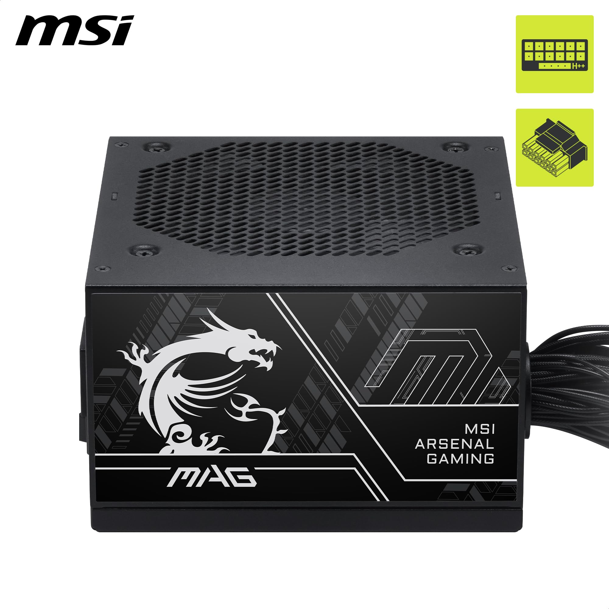 MSI mag A650BN PCIE5 III, Fuente de alimentación no Modular para Juegos de 650 W, Bronce 80+, Cables duales de 12 V-2 x 6, Condensador de Grado de Servidor, Listo para ATX 3.1 y PCIe 5.1, bajo Ruido