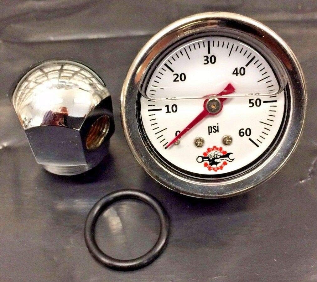 Chrome Rocker Box Shaft End Oil Pressure Gauge Harley Ironhead Shovelhead white