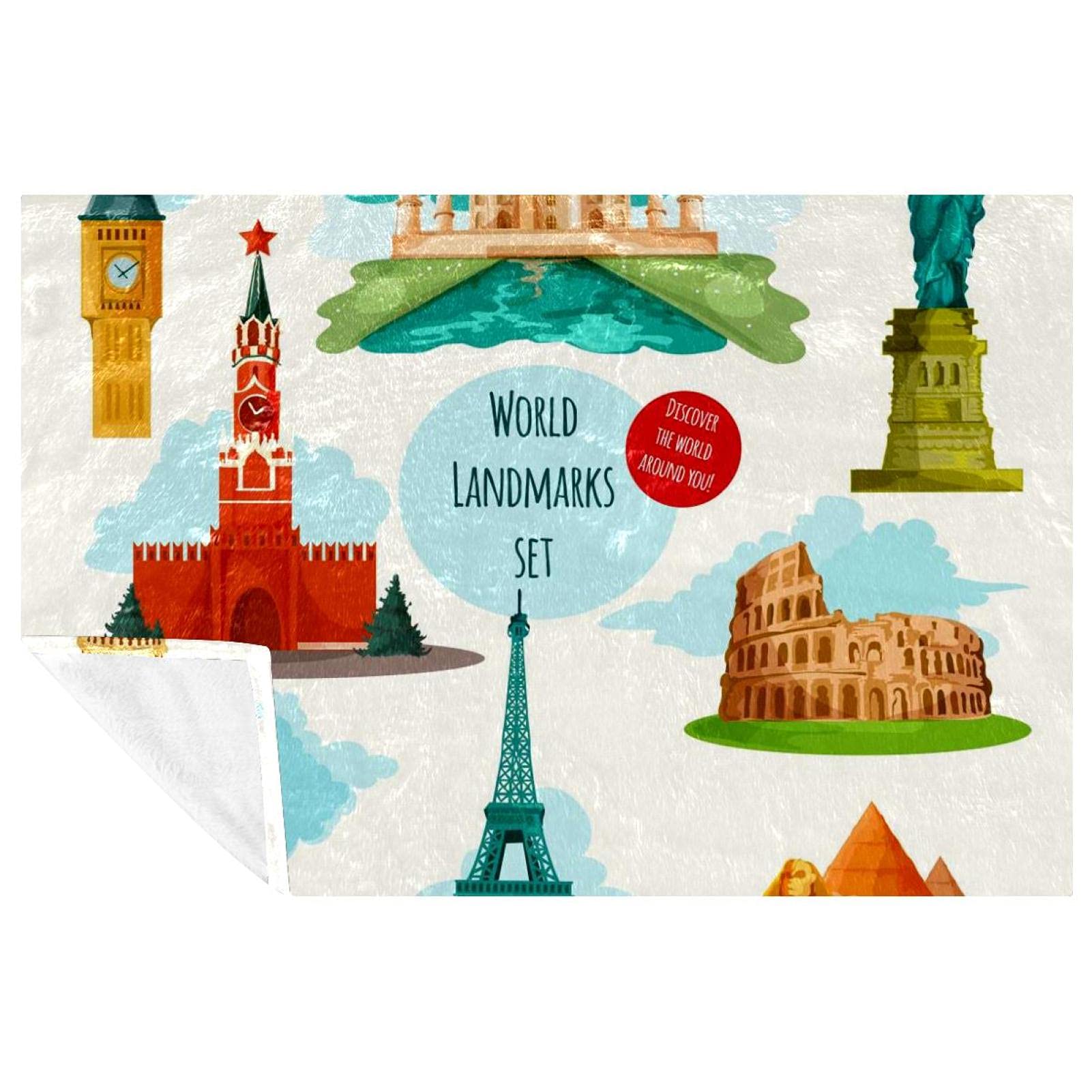 Couverture de plage et lit World Travel Prints plaid doux chaud 150x100cm