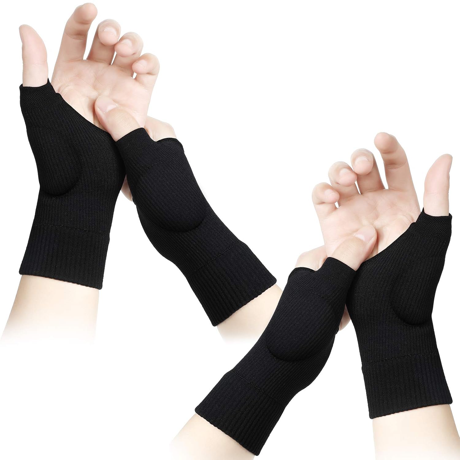 2 Pairs Wrist and Thumb Support Braces Arthritis Compression Gloves