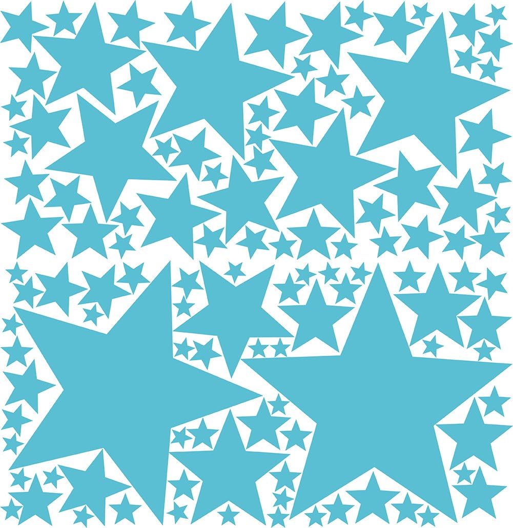 119 Peel & Stick Removable Wall Decals Stars, Geiser Blue