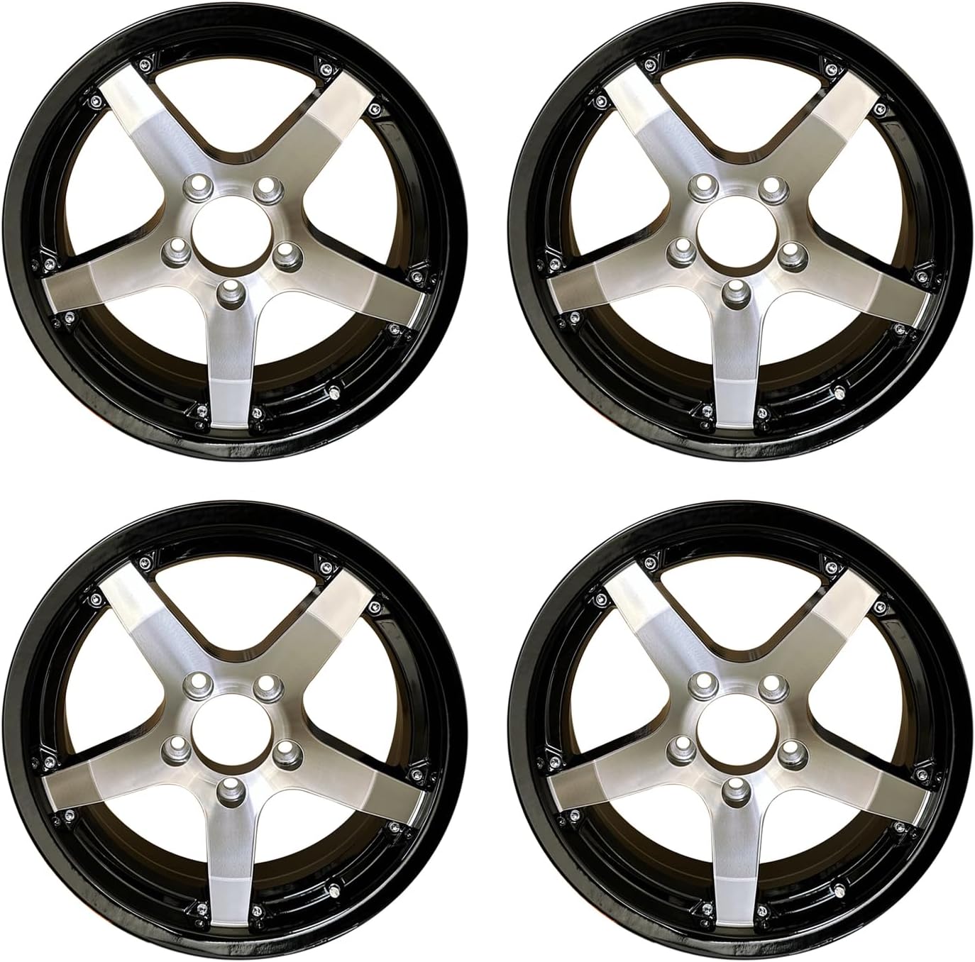 15x5 5x4.5 Black Machine Faced Trailer Wheel 5 Lug Trailer Rim(SET of 4)