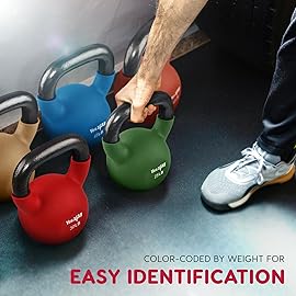 Yes4All Kettlebell, Pair 5 LB Neoprene Coated Cast Iron Kettlebells, Wide Grip Handle & Flat Bottom for Swings, Squats, Deadlifts, Push Ups & Full Body Training at Home Gym