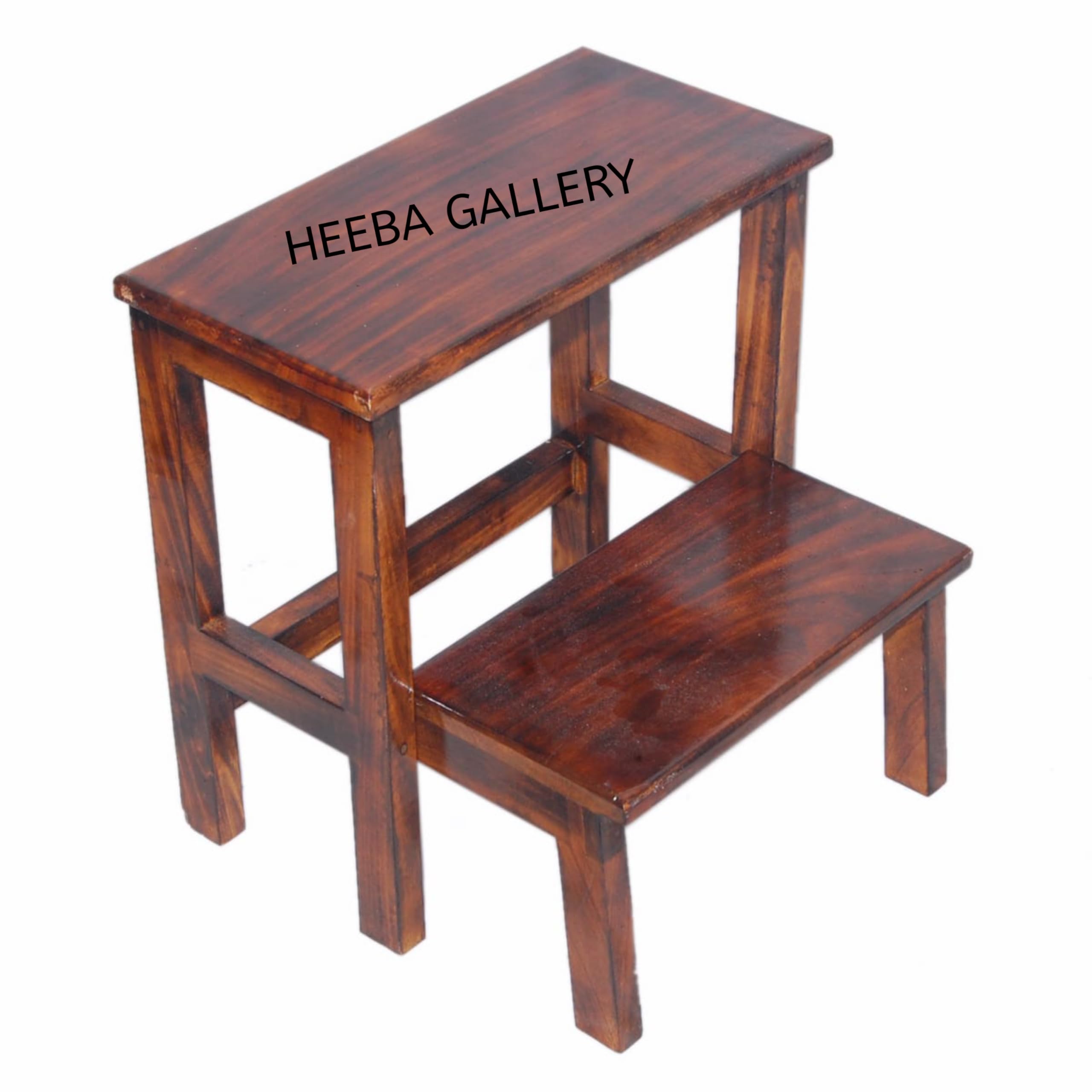 HEEBA GALLERY Solid Wood Foldable 2 Step Stool for Kitchen Wooden Foot Rest Living Room Rosewood Stepping Footstool Foot Multipurpos Two-Step Home || HG-SS02-image-24