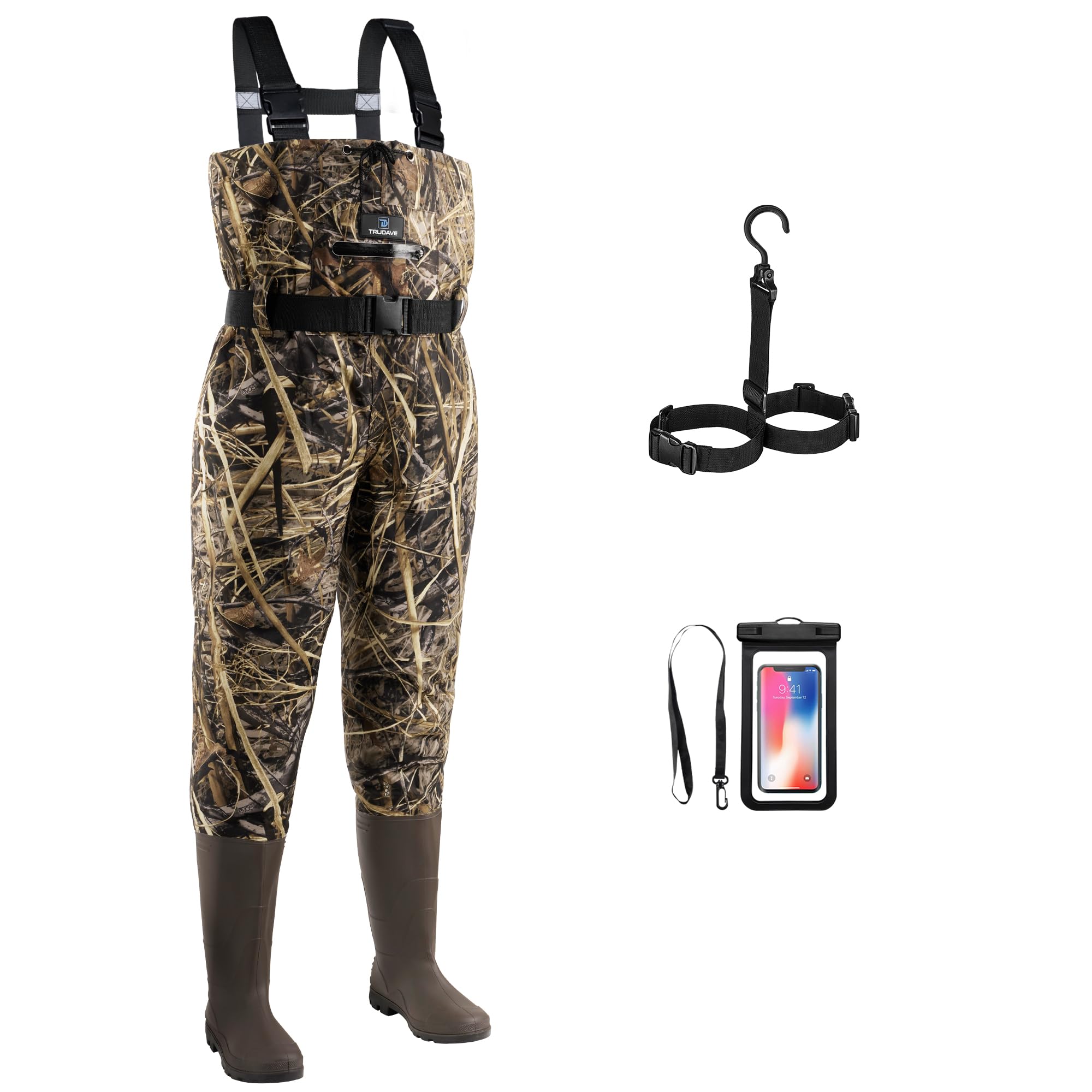 Trudave Chest Waders for Men with Boots, 2-Ply Nylon/PVC Waterproof Fishing &amp; Hunting Waders for Men and Women