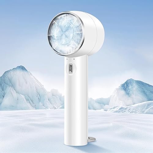 Ventilador turbo portátil de mano con compresa fría, ventilador de mano y escritorio 2 en 1 de alta velocidad, batería de 4200 mAh recargable, mini