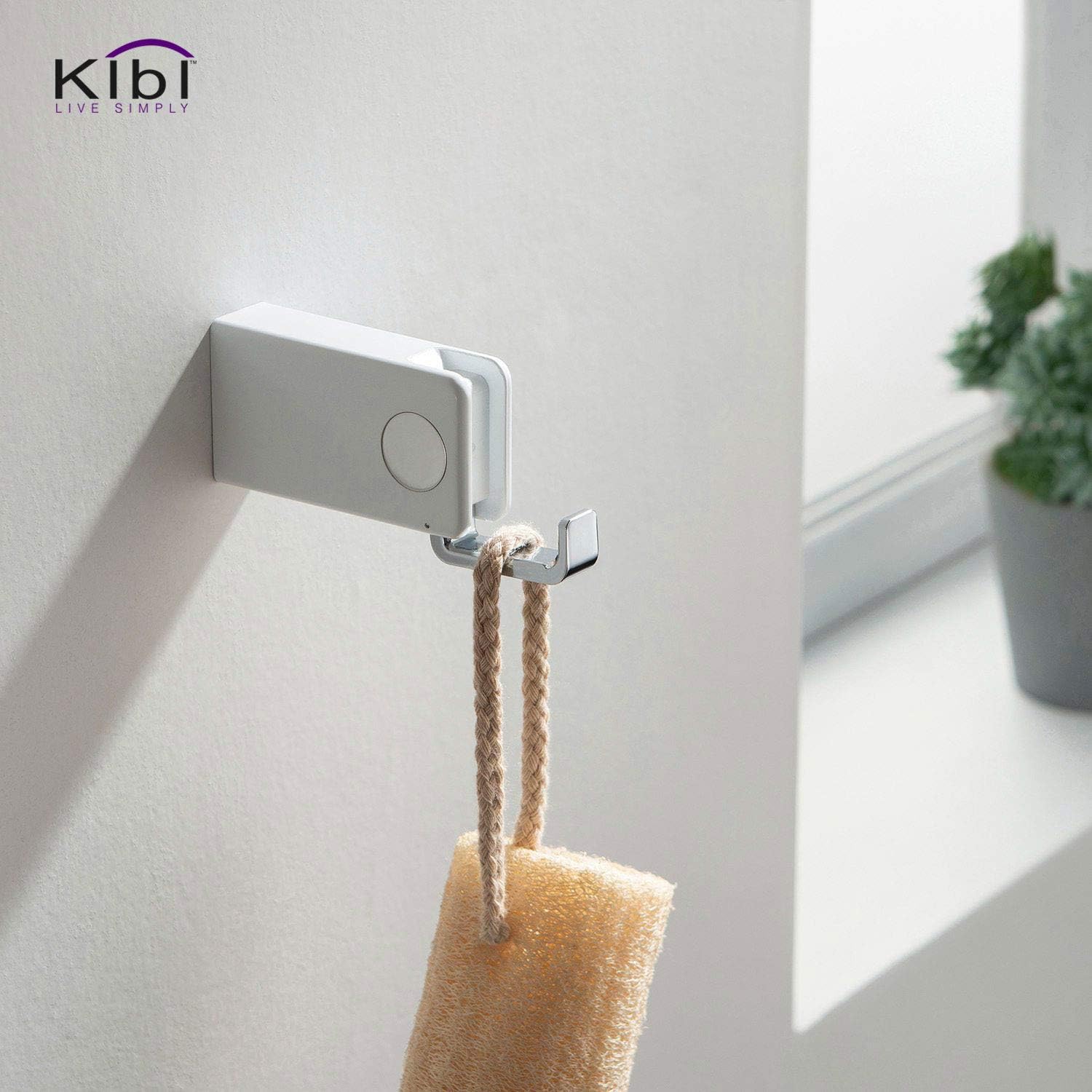 KIBI Artis Wall Mounted Robe Hook in Chrome White – Stainless Steel Construction, Modern Bathroom Wall Hook – Rust-Resistant, Space-Saving, Durable Design for Towels & Robes (KBA1001)