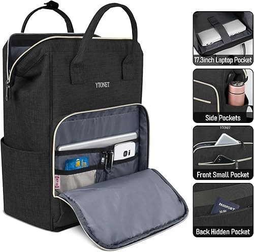 Miniatura 8 de Ytonet Mochila para laptop para mujer, mochila grande de 17.3 pulgadas para mujer, bolsa de viaje con compartimento para laptop, puerto de carga