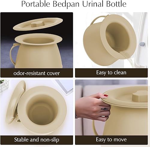 Miniatura 10 de Olla de cámara para orinal, ollas de orina, cubo de orina, orinal, orinario de cabecera con tapas para evitar olores, adecuado para niños, mujeres