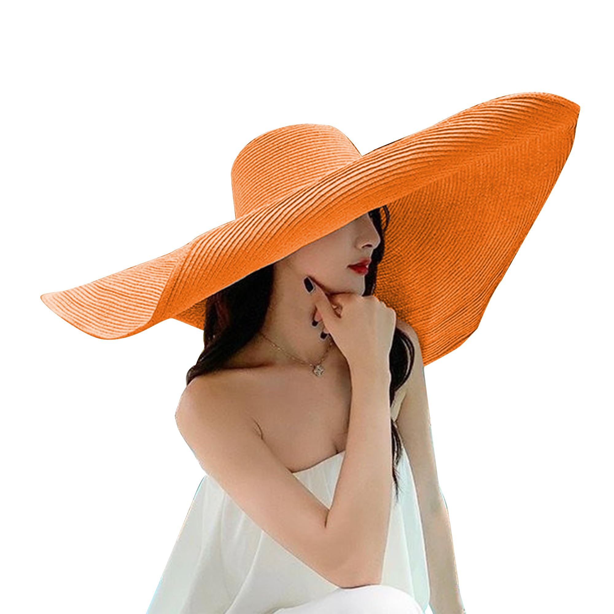 Oversized Beach Straw Hats for Women Extra Large Wide Brim Beach Hat Foldable Roll up Floppy Sun Hat Summer Outdoor
