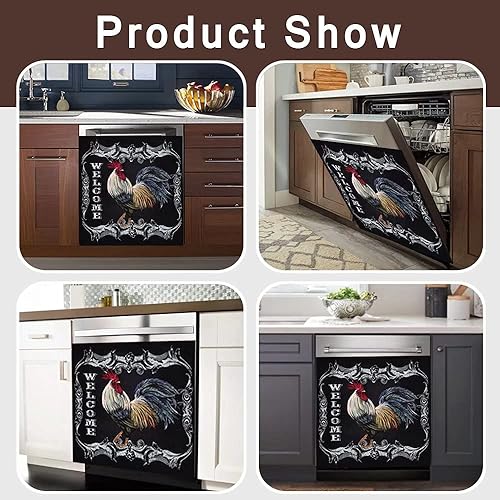 Miniatura 4 de Funda magnética para lavavajillas con imán de gallo, calcomanía de bienvenida para refrigerador de granja, decoración de cocina, calcomanía de