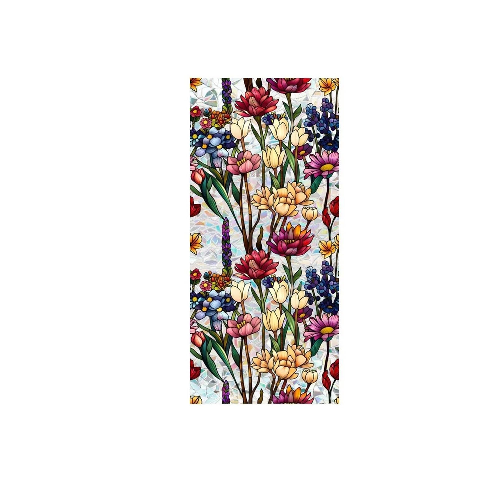 SHALLEZSOU Window films Window Film Sun Catcher Static Glass Stickers Non-Adhesive Sticker Decorative Privacy Flower Decal Painted