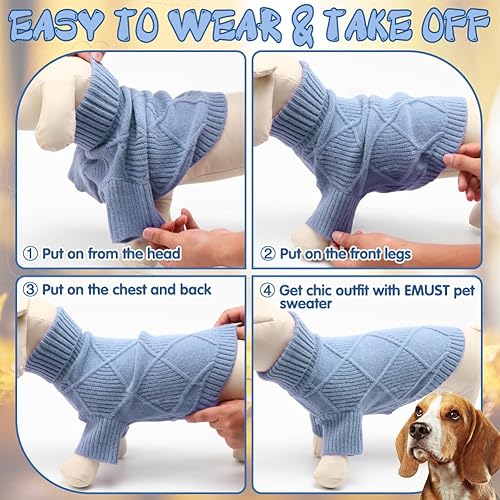 Miniatura 10 de EMUST Suéter para perros, suéter de punto de Navidad para perro con cuello alto, suéter elástico para perro mediano para bulldog francés, perros