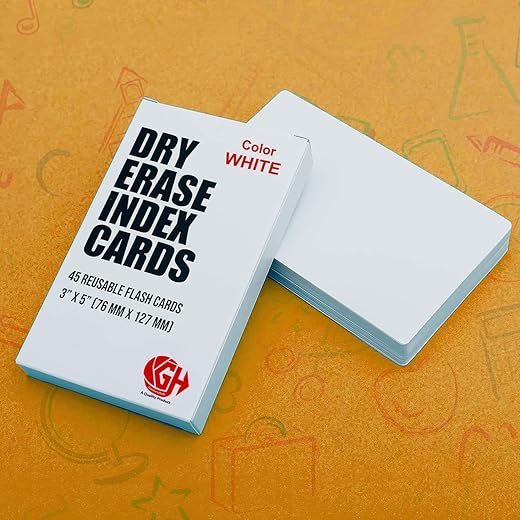 Index Flash Cards Thick White Set 45 Cards 3 x 5