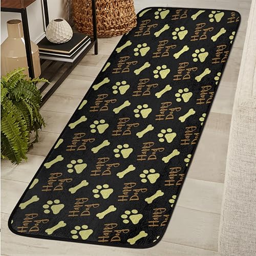 Miniatura 1 de Alfombra lavable con estampado de patas de perro feliz, 2 x 6 pies, alfombra antideslizante y suave para cocina, entrada, lavandería, dormitorio,