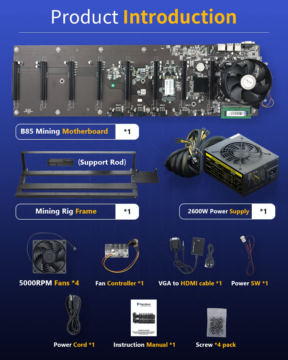 Amazon.in: Buy Foyozisun GPU Mining Rig Complete System, Including Mining  Motherboard and 2600W Power Supply Stackable for Ethereum Classic,ETC,Neoxa, Flux,Ergo,Ravencon Crypto Miner (Without GPU) Online at Low Prices in India  | Foyozisun Reviews