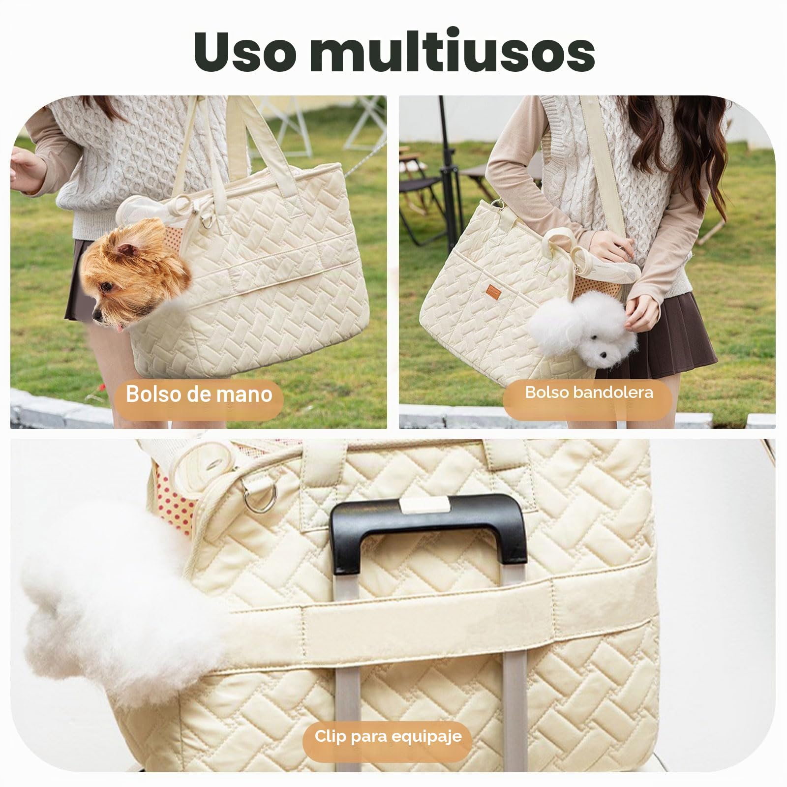 Bolsa para perros pequeños, bolsa de transporte transpirable, plegable, 41 x 30 x 18 cm, para perros pequeños, conejos, gatos