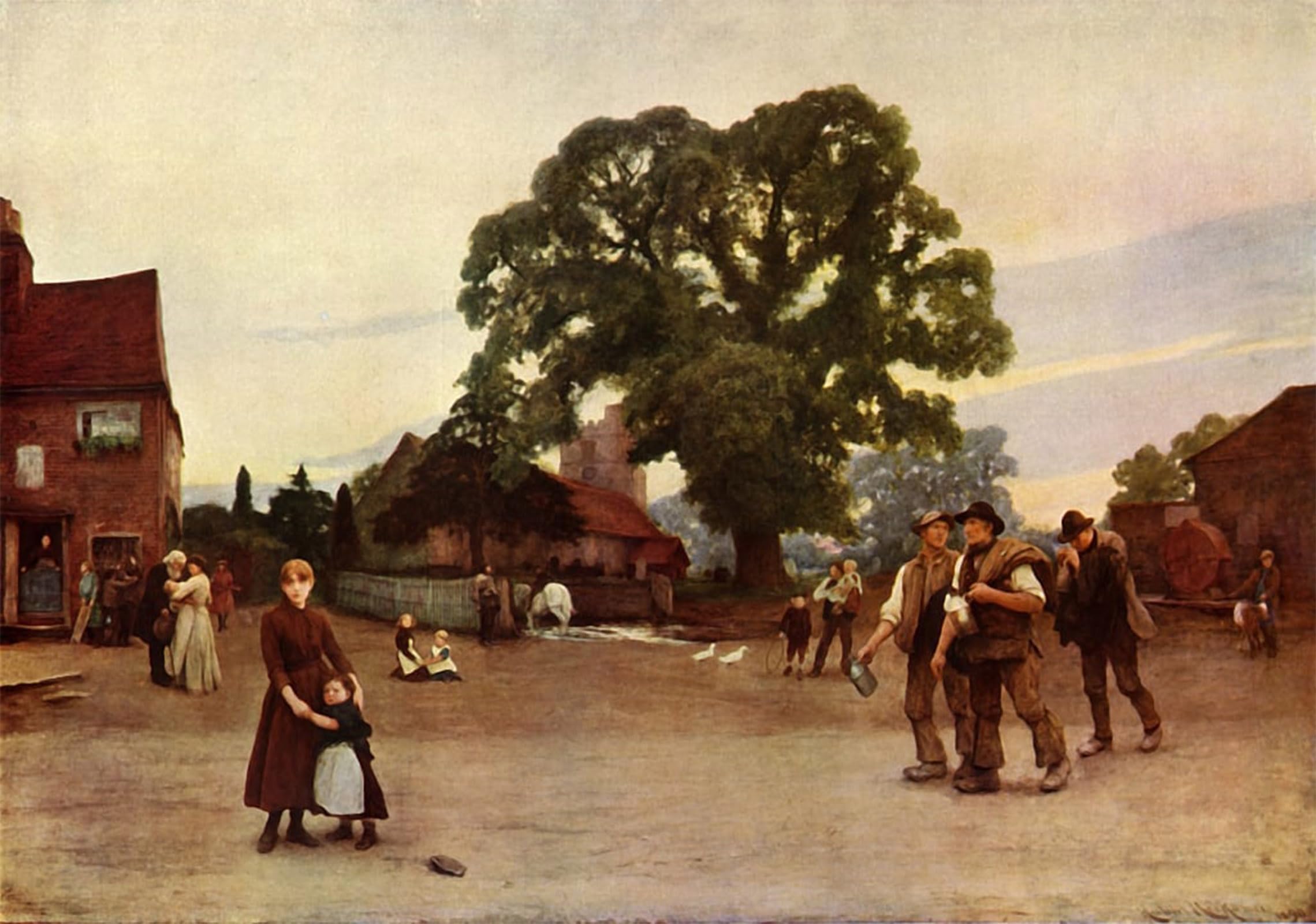 POSTERIIk Vintage Print Pop Art Landscape Artwork Our Village by Hubert Von Herkomer Art Prints for Office Home Decor 60x90cm