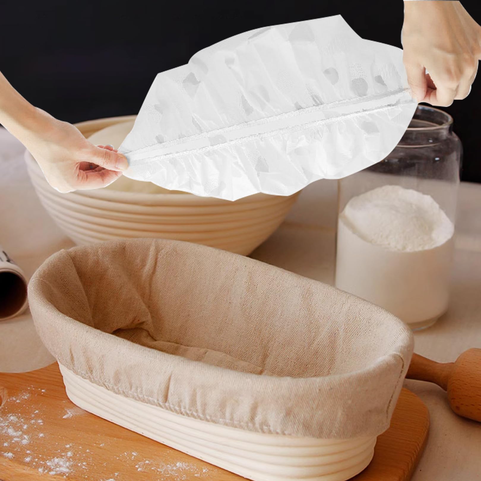 Set 4 Coperture Elastiche Per Ciotole E Cestini Di Lievitazione - Riutilizzabili, Per Pane, Frutta, Avanzi - Blu/Rosa/Albicocca/Grigio