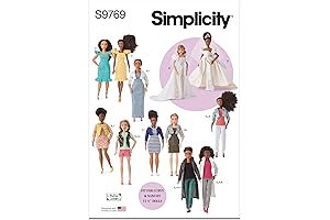 Simplicity 11.5\" Fashion Clothes for Regular and Curvy Size Dolls Sewing Pattern Packet