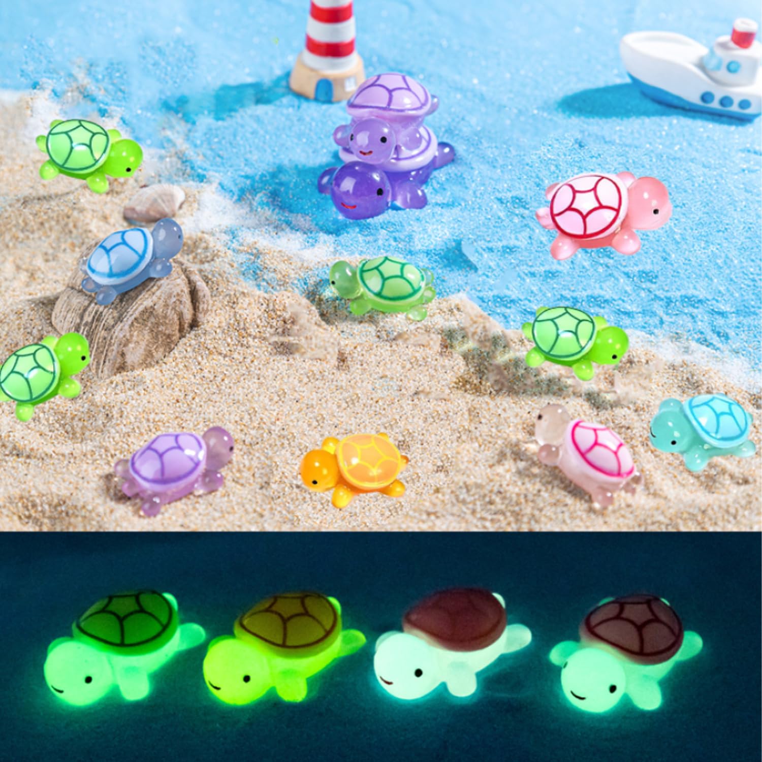 Lichtgevende Mini-hars Schildpadden, Zeeschildpadfiguren In Bulk Voor Taarttoppers En Landschapsdecoratie Doe Het Zelf Knutselwerkjes Van Miniatuurdierenornamenten