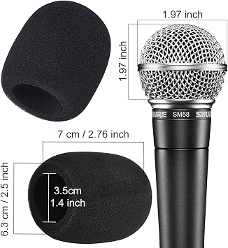 WS-1BK Deluxe Foam Ball Style Microphone Windscreen, Black