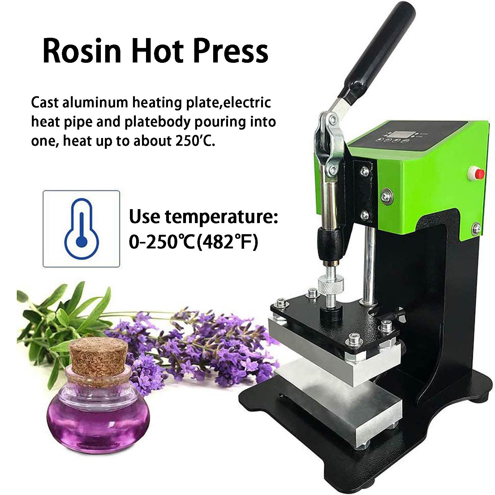 Presse à Chaud Manuelle pour Colophane, Plaques Chauffantes de 6 x 12 cm, Machine d'Extraction d'Huile de Colophane Haute Pression, pour Extraction de Fleurs en Cuir PU,Red