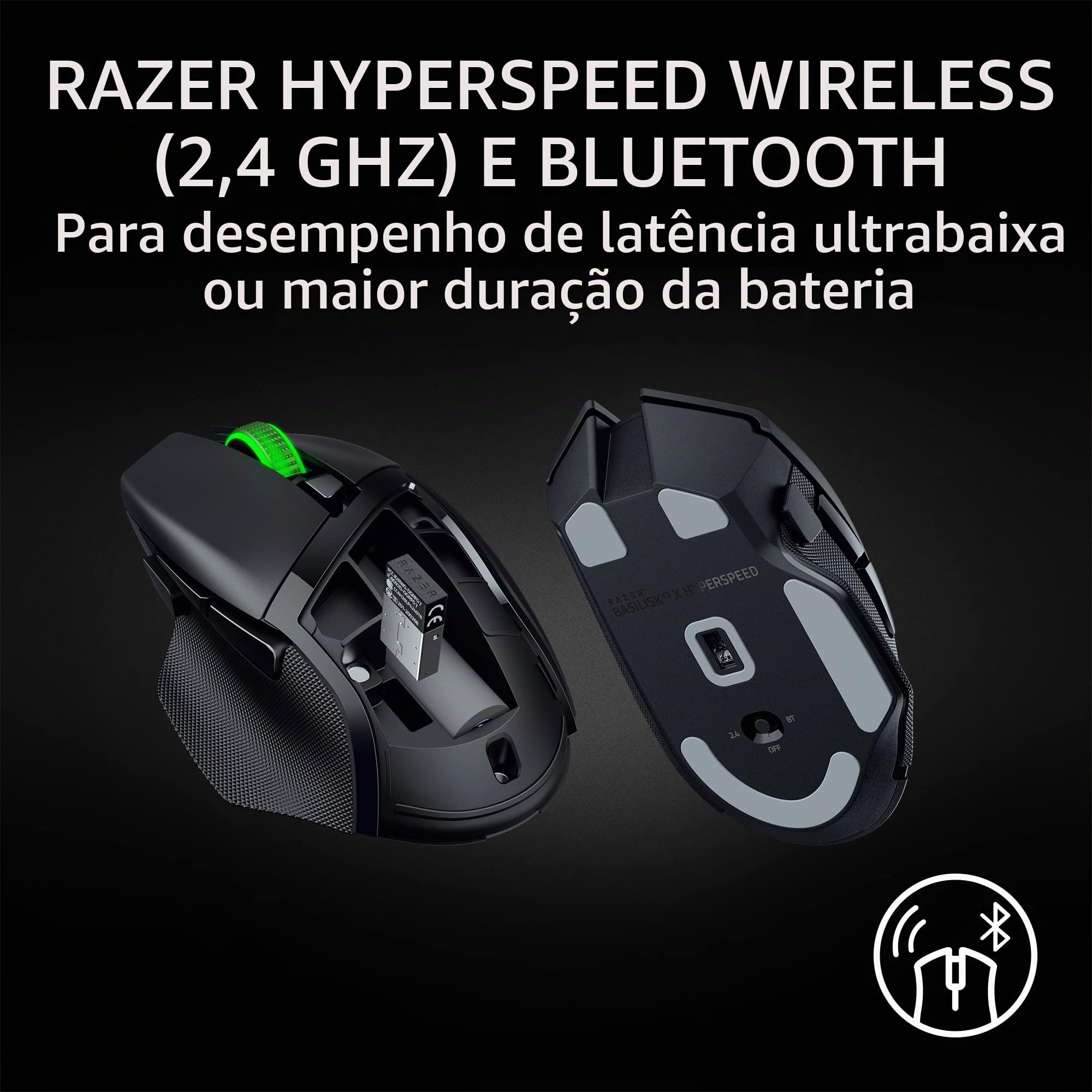 マウス・トラックボール Razer Basilisk V3 X HyperSpeed Razer Mouse para jogos sem fio personalizável Basilisk V3 X