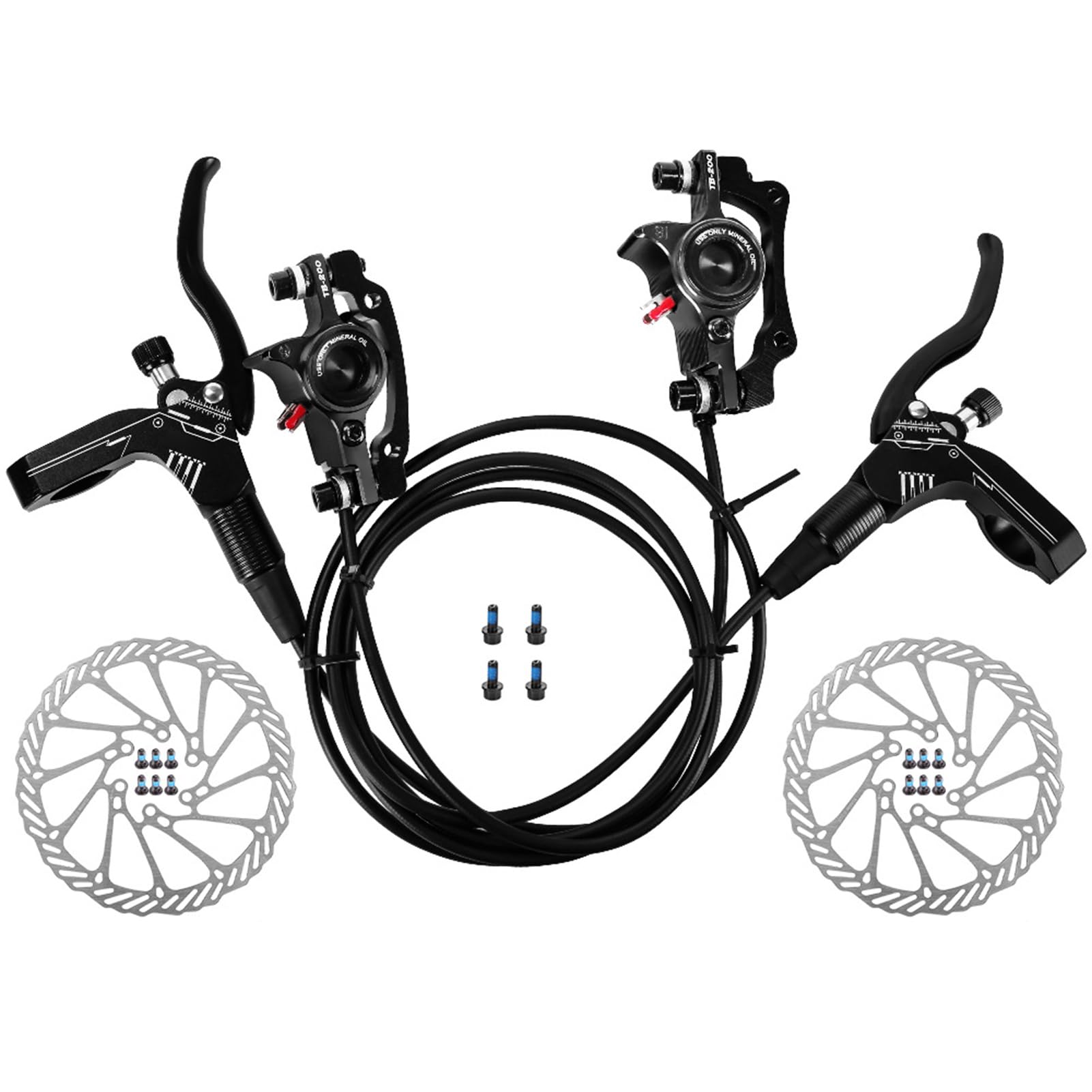 Domary Zestaw Hydraulicznych Hamulców Tarczowych do Roweru Automatyczny Powrót do Wirnika 160 Mm ze Stopu Aluminium Czarny/czerwony Przód Tył