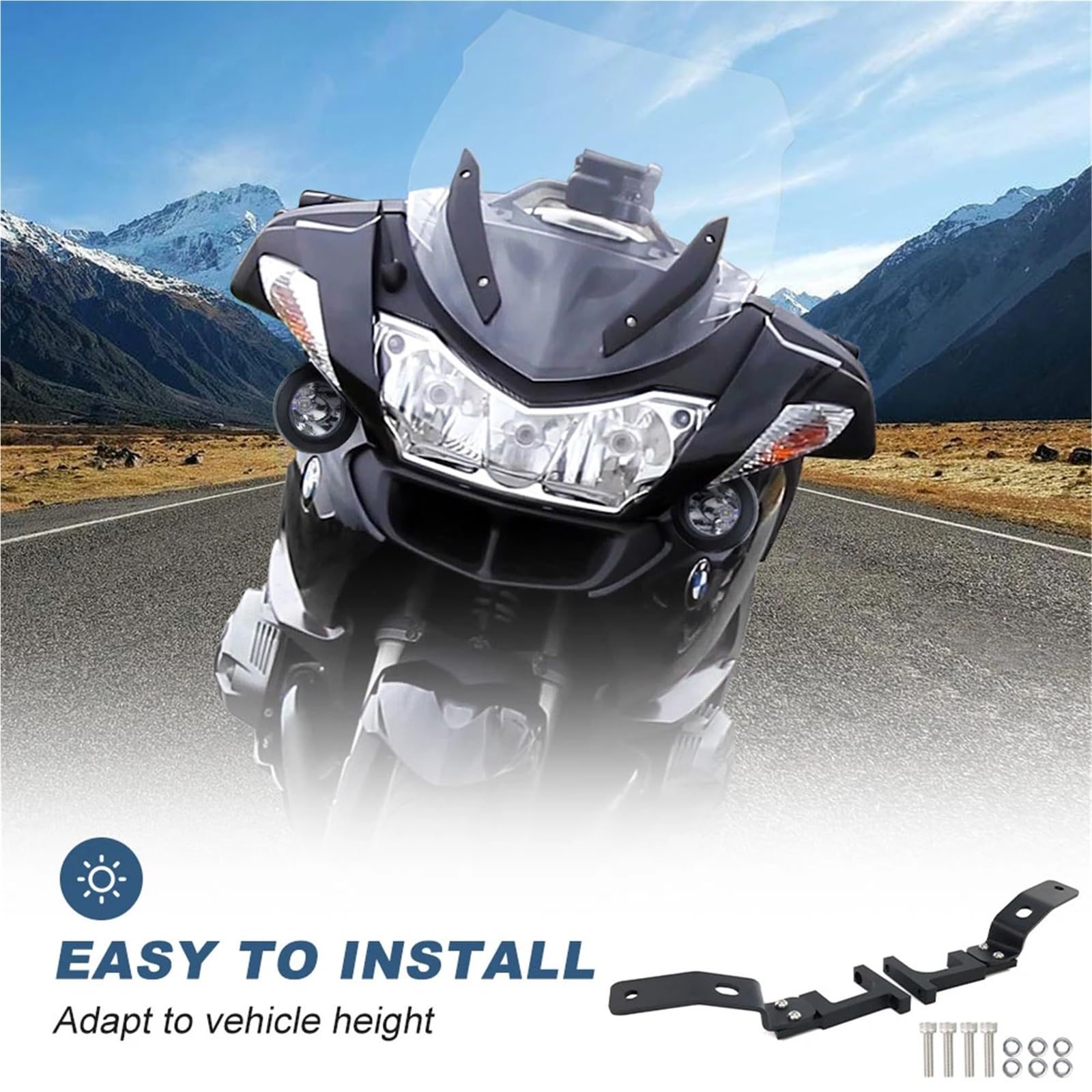 Base de bombilla Clips Abrazaderas de Tubo de Luz Compatible con BMW R1200RT 2014-2018 R1250RT 2019-2023 Soporte de luces auxiliares antiniebla Soporte de conducción inferior para motocicleta