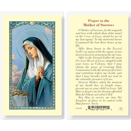 Prayer Card of Our Lady of Sorrows 25-Count Laminated Holy Card Pack