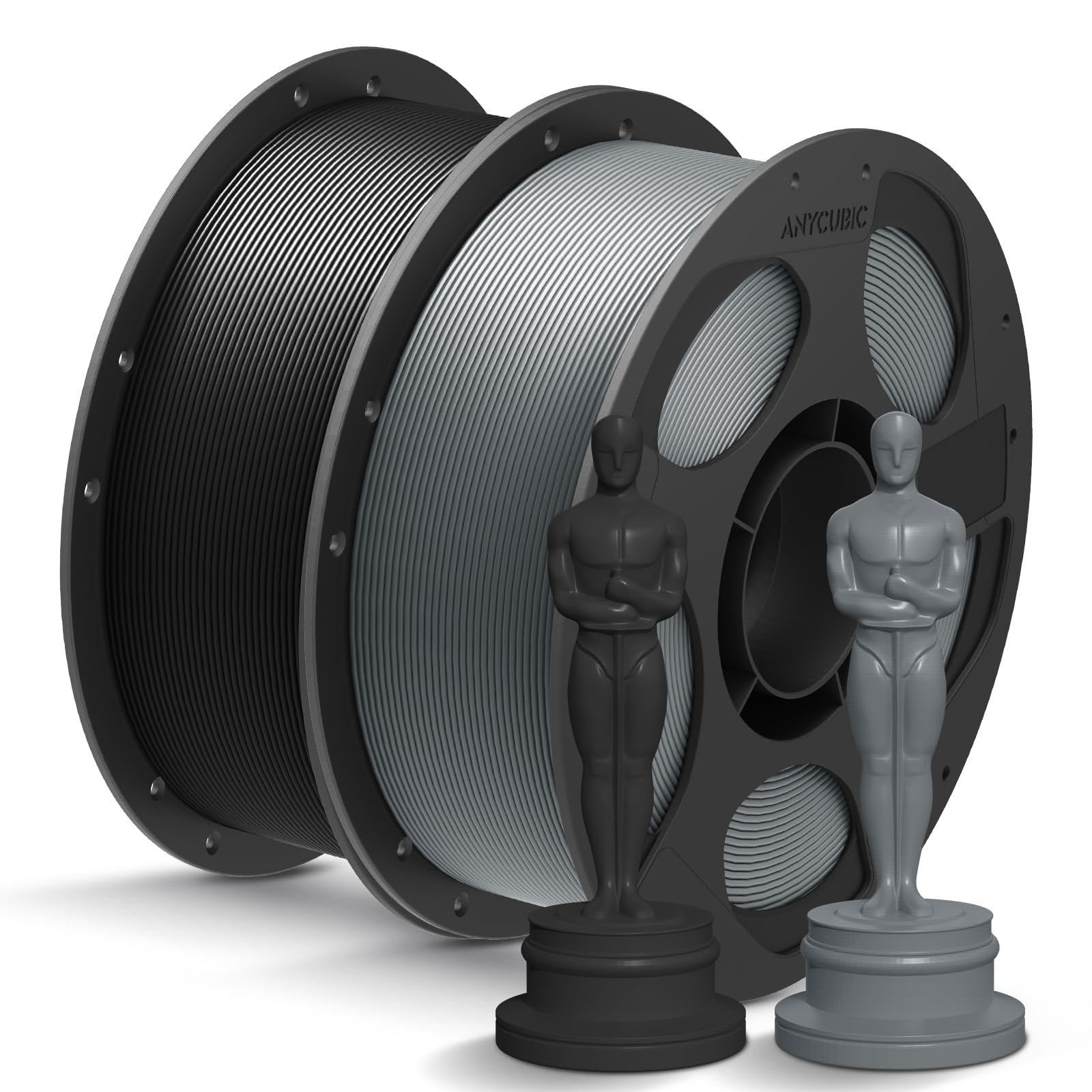 ANYCUBIC PLA+ 3D Printer Filament Bundle, PLA Plus 1.75mm Dimensional Accuracy +/- 0.02mm, Fit Most FDM 3D Printers, 1KG Reusable Spool, 2KG Black & Gray-image-37