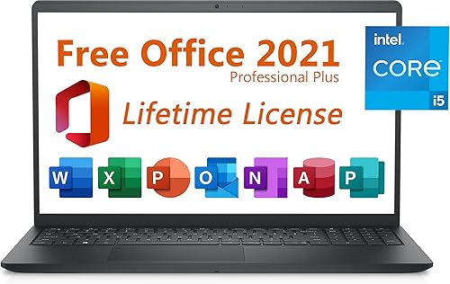 Dell Laptop Inspiron 15 Business 2024, Microsoft Office 2021 gratuito con licencia de por vida, FHD de 15.6 pulgadas 1920 x 1080, Intel Quad-Core