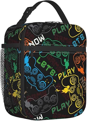 Miniatura 2 de Mrublnel Lonchera térmica con controlador de videojuegos, bolsa de almuerzo portátil con soporte para botella de agua, lonchera reutilizable para