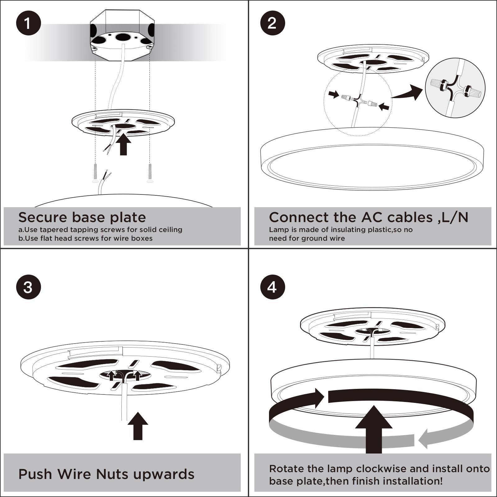 ocioc 15.7inch LED Flush Mount Ceiling Light Black,36W,5000K,Ultra Thin Round Lighting Fixture for Bedroom, Office, Hallway, Kitchen ETL Listed