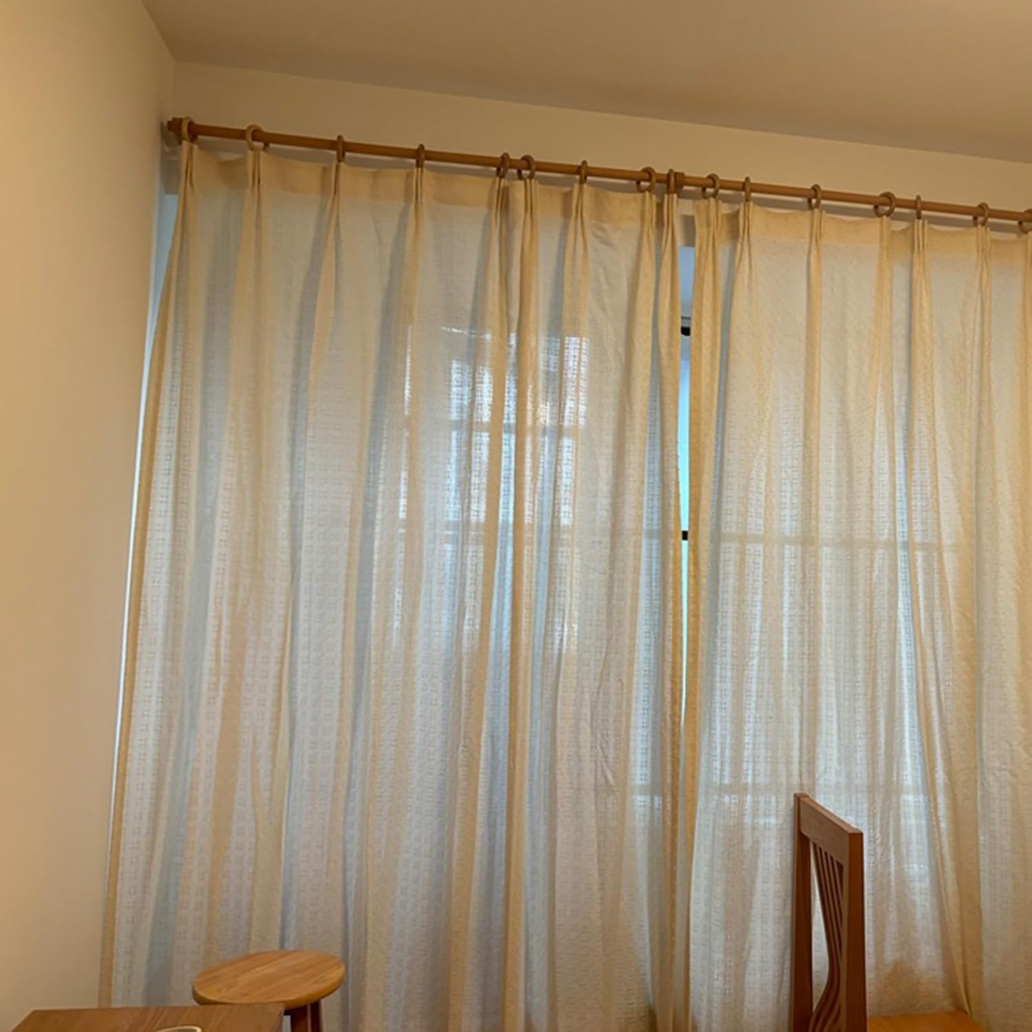 JEKKAH Walnut Color Solid Wood Curtain Rod Wooden Rod Hanging Ring Roman Rod, Used for Decorative Curtain Rods in Bedrooms and Living Rooms(62.9inch)