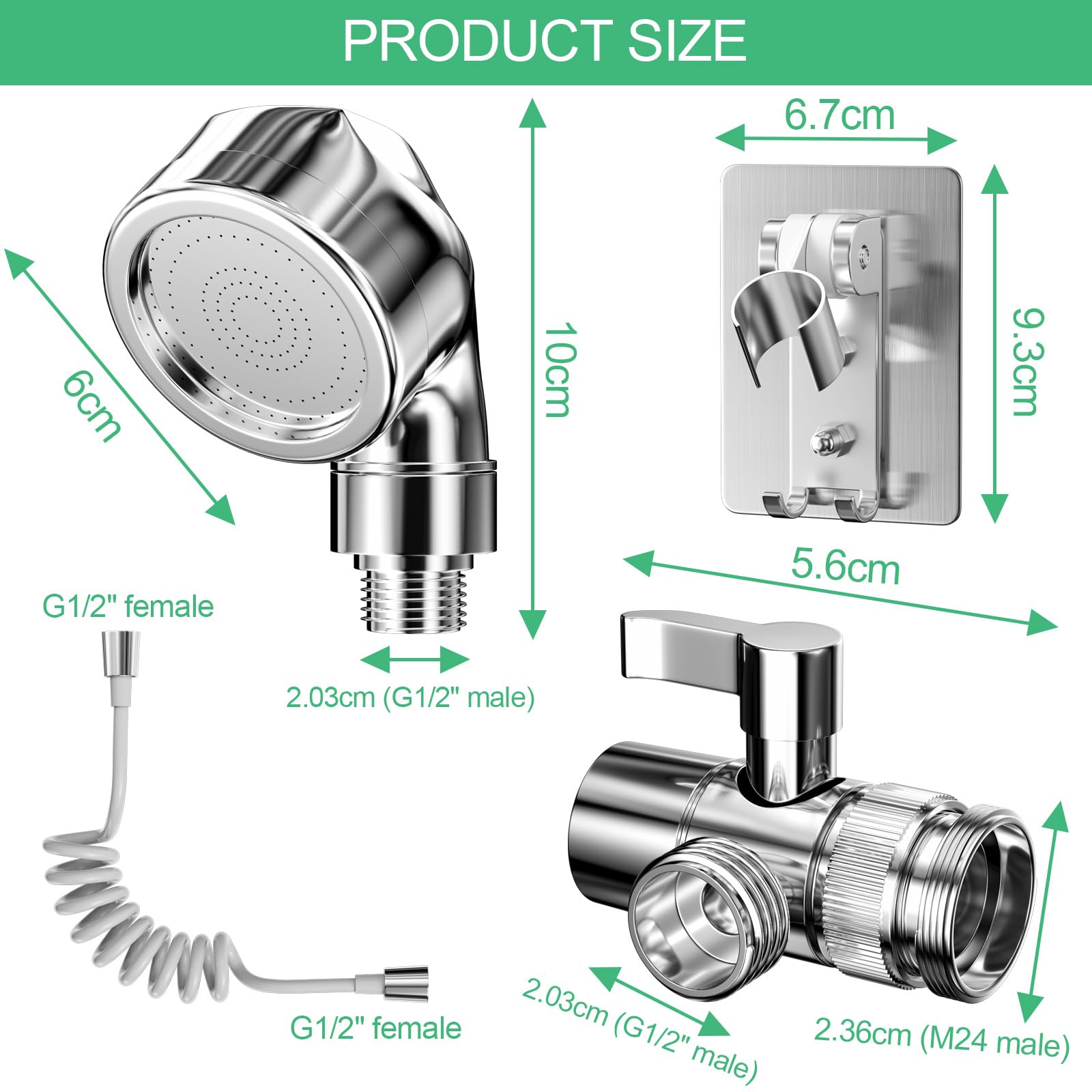 Maxentico Doccetta per Lavandino, Doccino per Doccia, Soffione Doccia con 2m Tubo, Doccino per Bidet Bagno, Doccino Universale per Rubinetti, Perfetto per il Lavaggio dei Capelli, Animali, Cucina