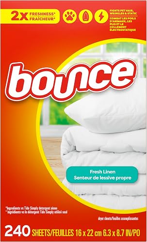 Bounce Dryer Sheets Laundry Fabric Softener, Fresh Linen Scent, 240 Count