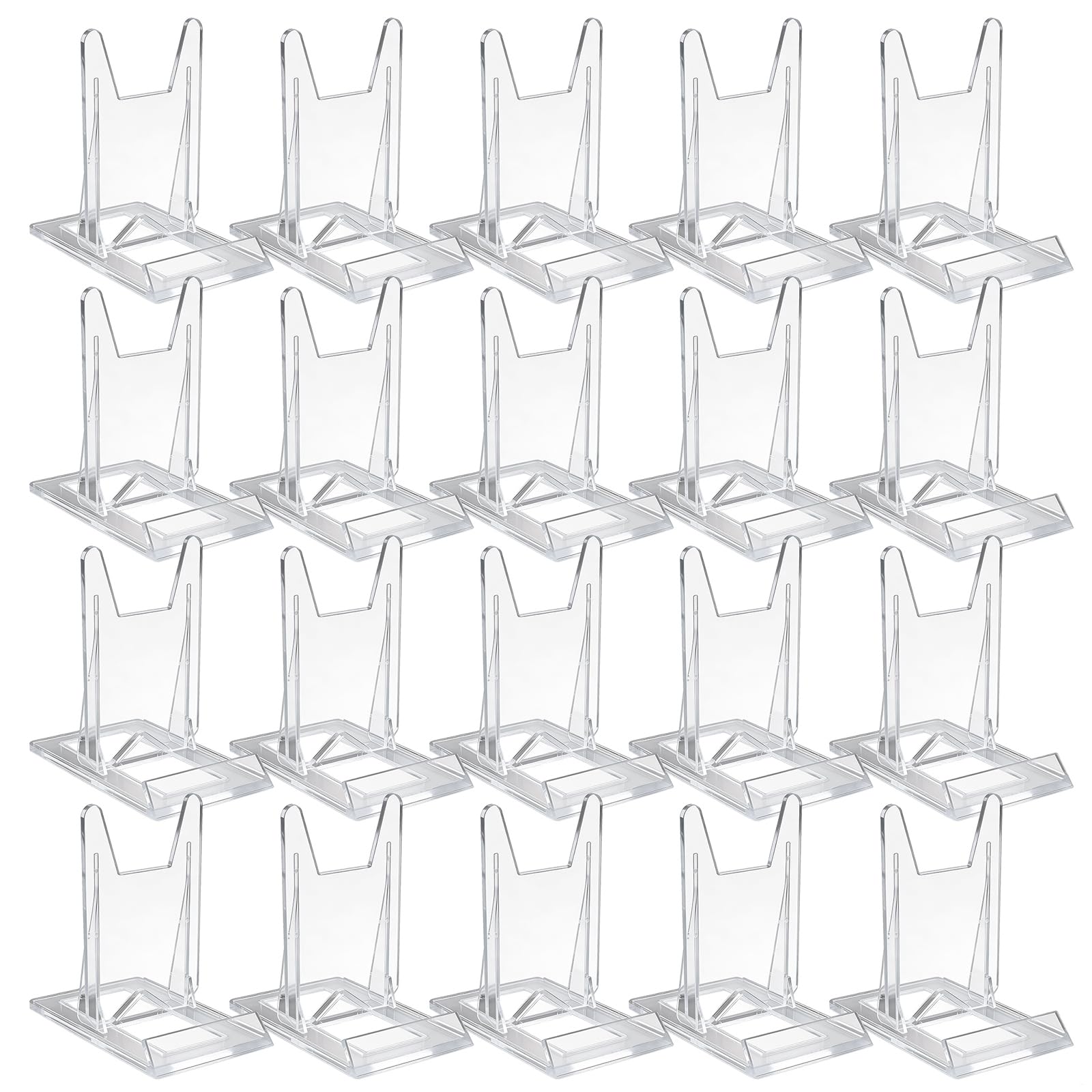 Acryl-Staffelei, 11,4 x 10,9 x 6,4 cm, verstellbarer transparenter Buchständer, Sammlerständer für Comicbücher und Visitenkarten, 20 Stück
