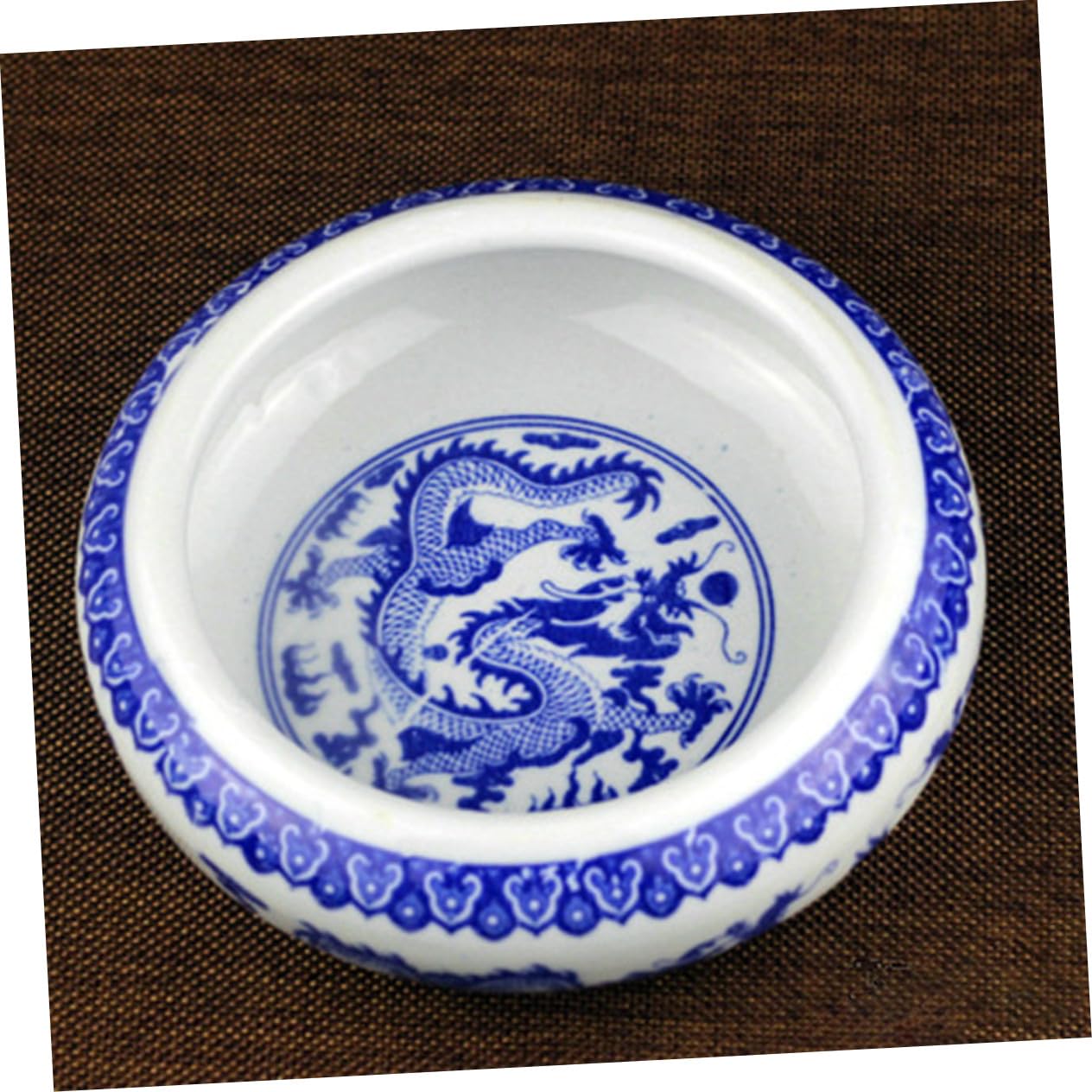 Ensemble Pot à Crayons Céramique Bleu et Blanc Petit, Bac à Laver Pinceaux Calligraphie Multifonction, Support Stylo Pinceau Cylindrique pour Bureau Artistique
