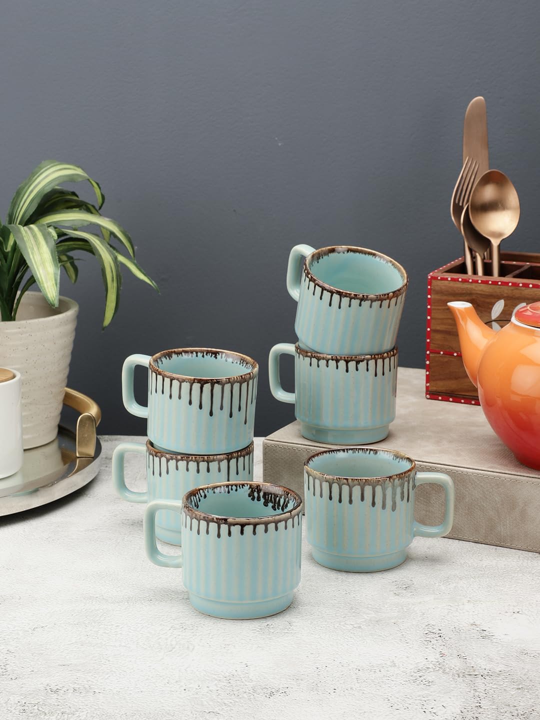 VarEesha Tranquil Mint Tea Cups - Set of 6 -1 VarEesha Tranquil Mint Tea Cups - Set of 6 -1