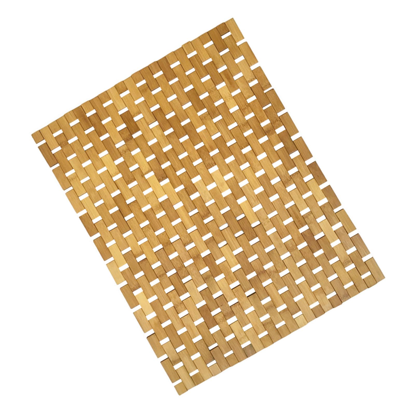 Tapis de sol antidérapant bambou naturel 60x40 paillasson entrée résistant humidité