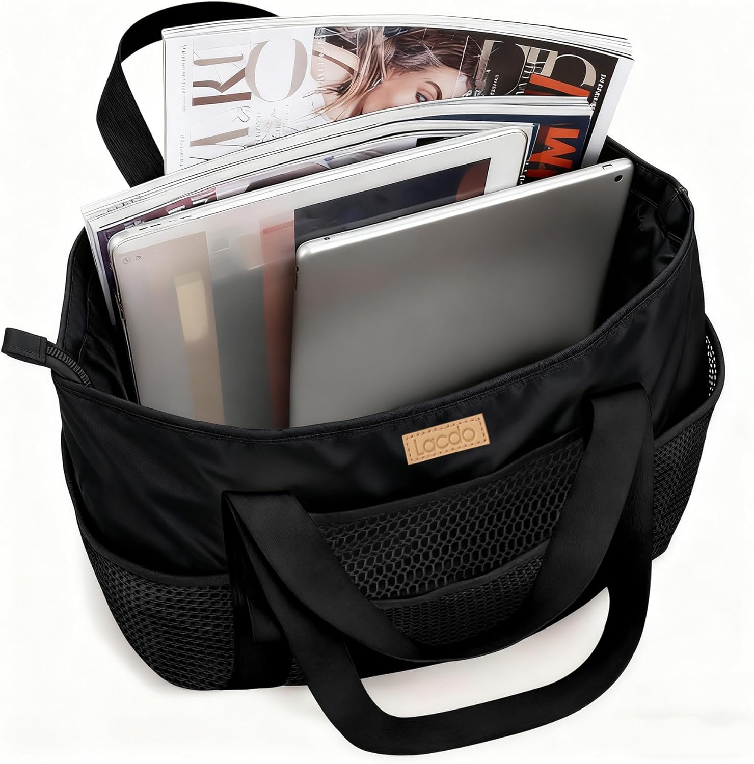 Lacdo Tote Bag for Women, Casual Mesh Tote Bag Hobo Women Foldable Handbag Shoulder Bag, Large Beach Bag for Travel Essential - Image 7