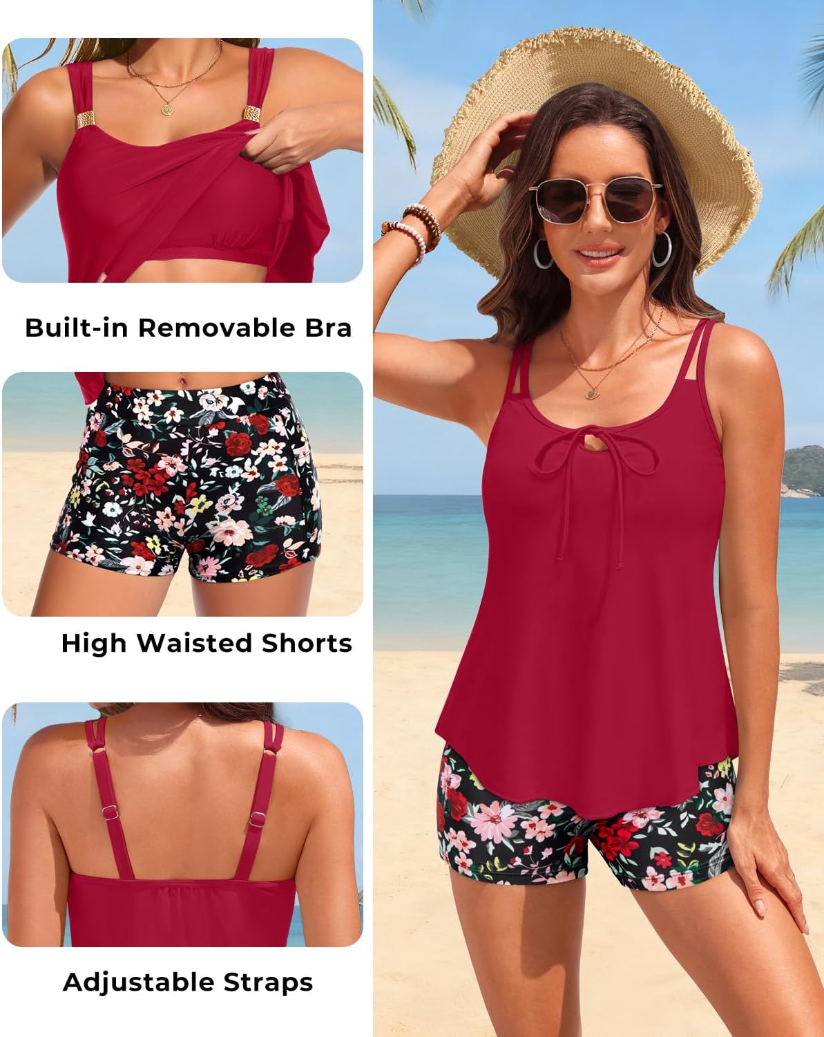 Daci Women’s Tankini Swimsuits - 2 Piece Tummy Control Bathing Suit Modest Flowy Swimwear with Boy Shorts 2026 - Image 3