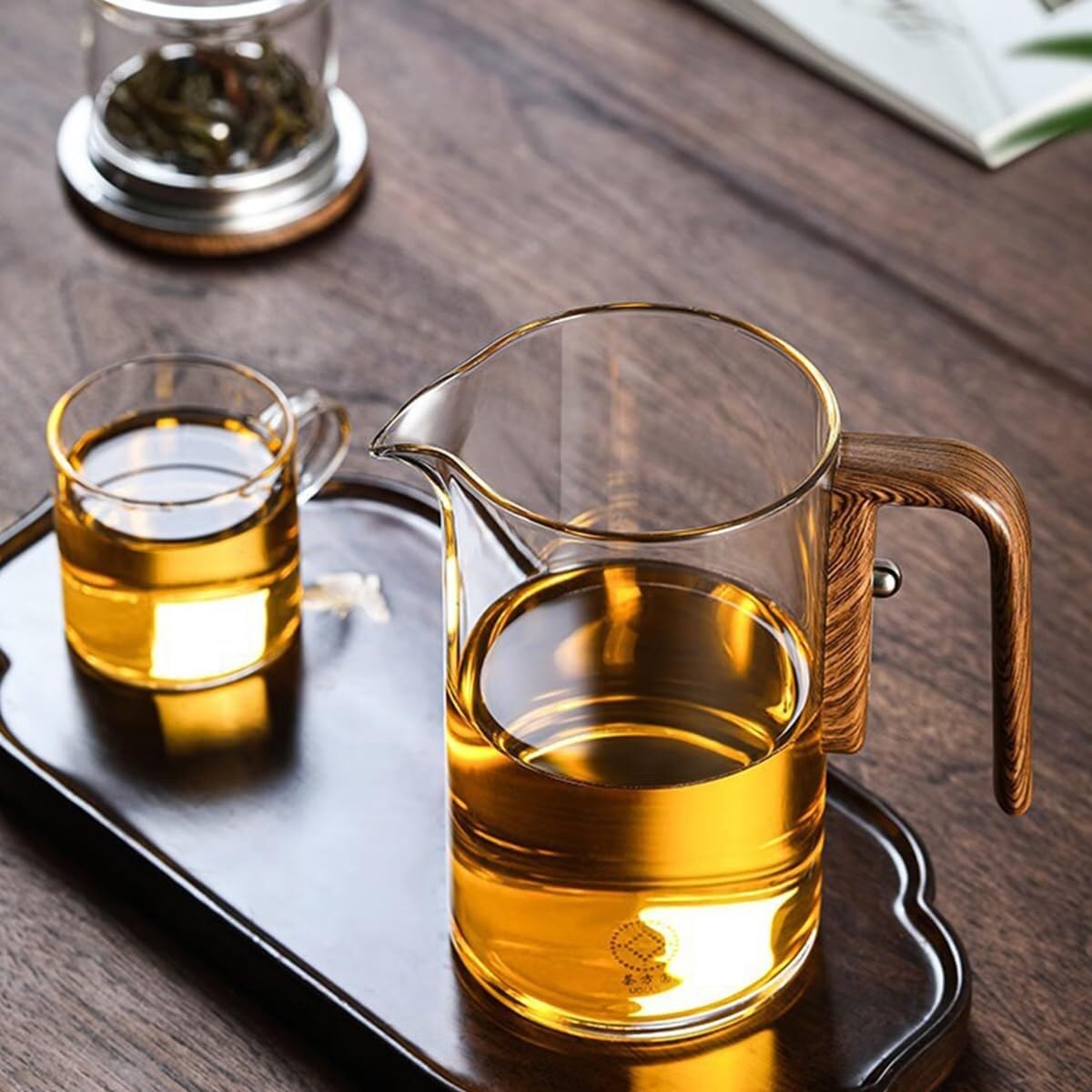 Glas-Teekanne, 520 Ml Hartglas-Teekanne Mit 4 Teetassen, Transparente Teekanne For Losen Tee, Heißes/kaltes Wasser, Saftgetränke(Transparent)