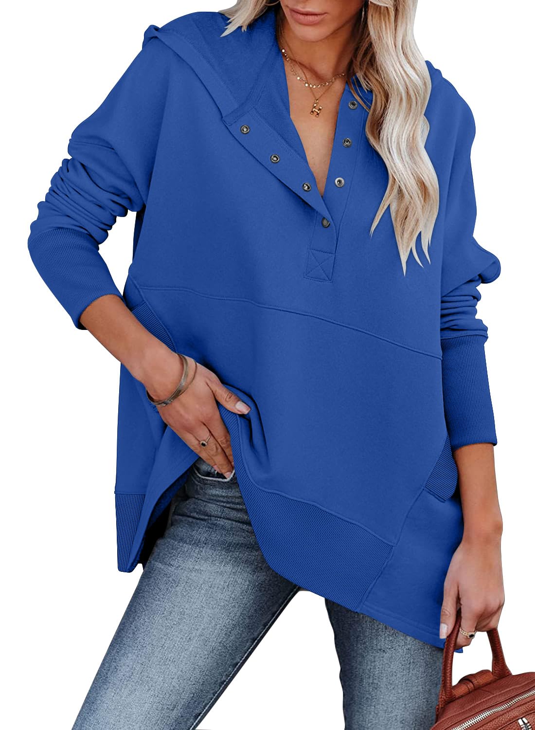 Felpa Donna Onlypuff Oversize Con Cappuccio E Tasca – Maniche Lunghe, Spalle Cadenti, Morbida In Cotone E Poliestere, Taglie Comode